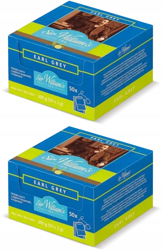 Herbata Earl Grey czarna w kopertach Sir William's Tea 50szt x2