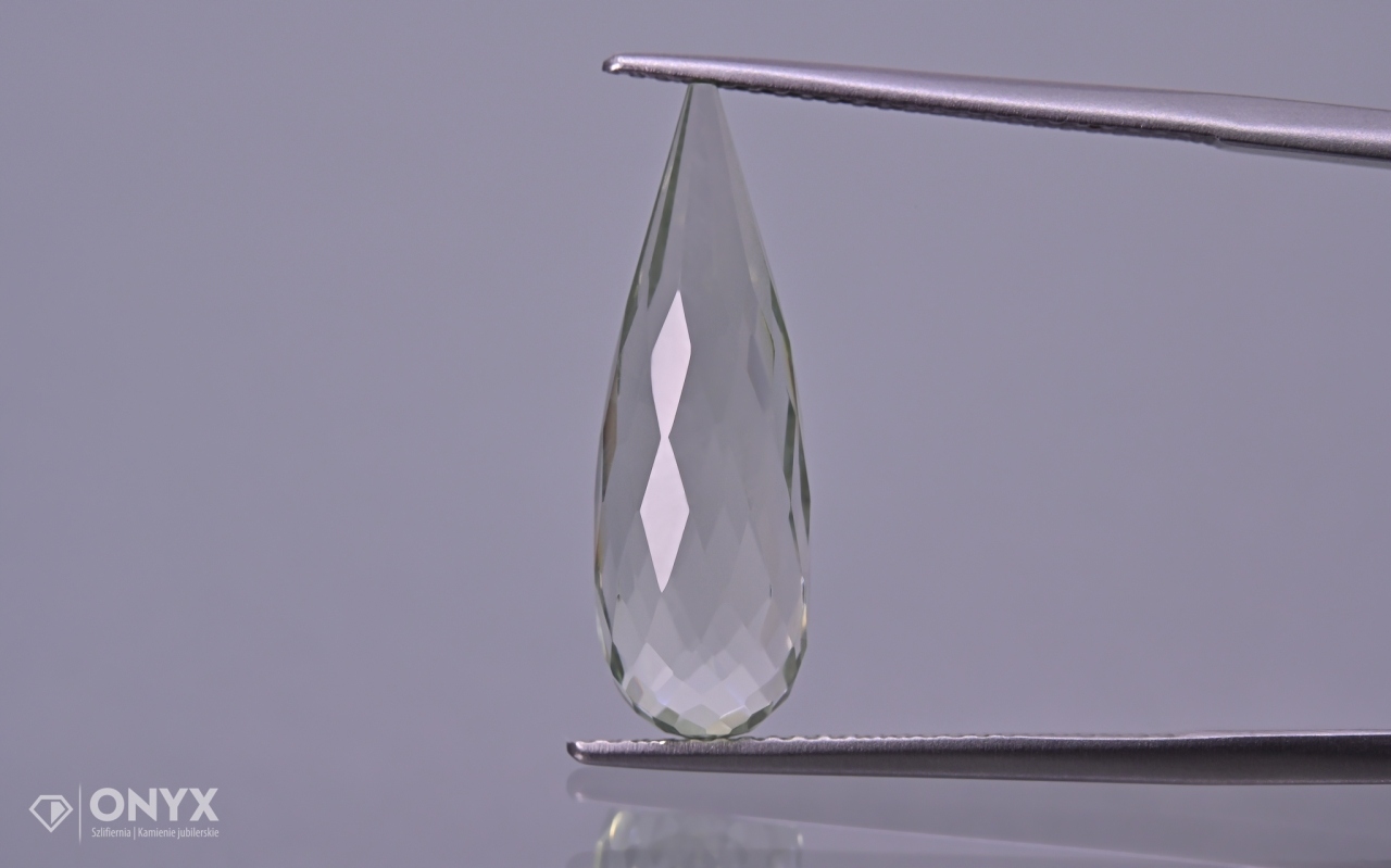 Prasiolit fazetovaný sopel 21,5x7 mm