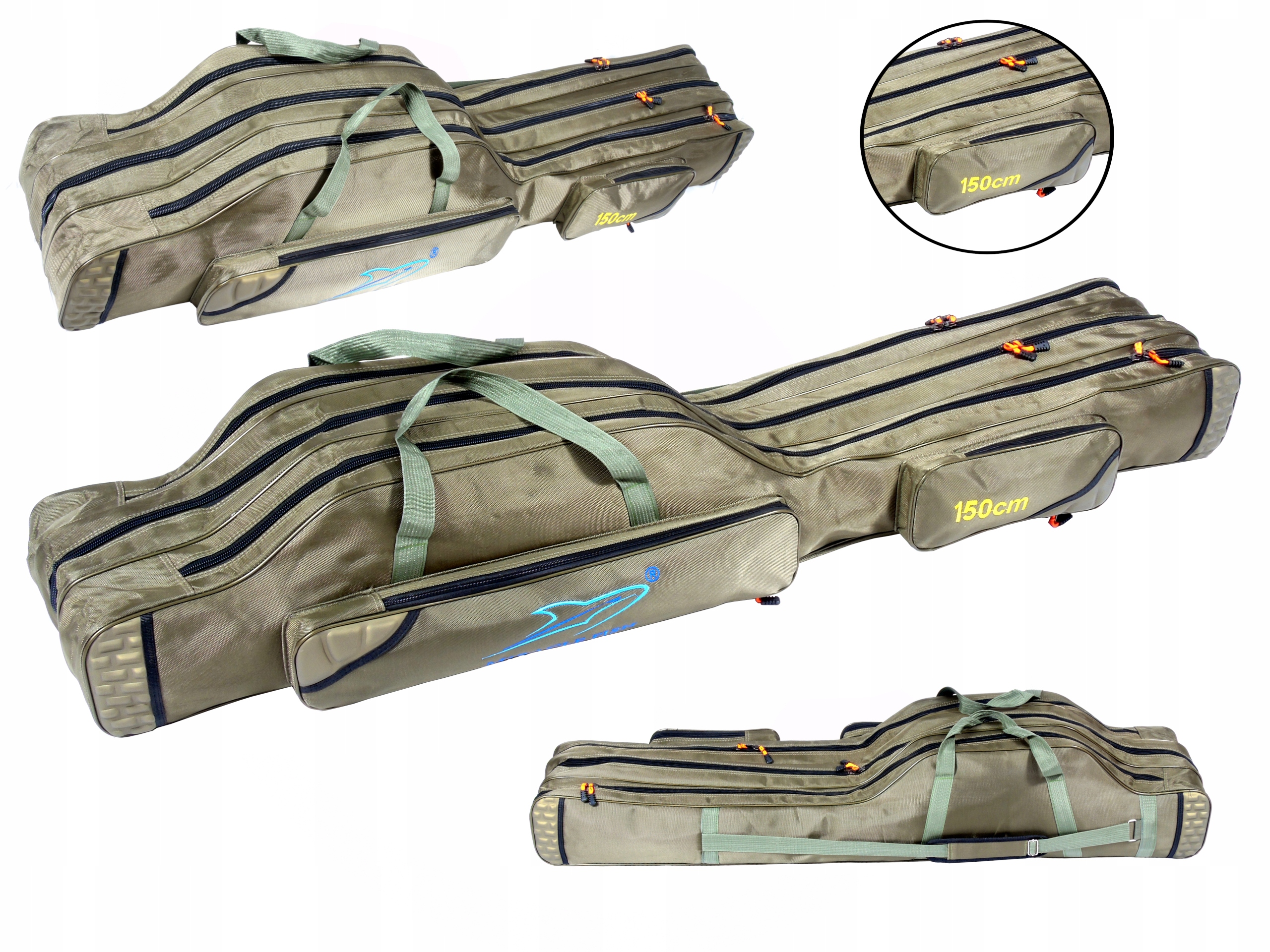 Pokrowiec na wędki Miracle usztywniany zielony 3 komory 150 cm