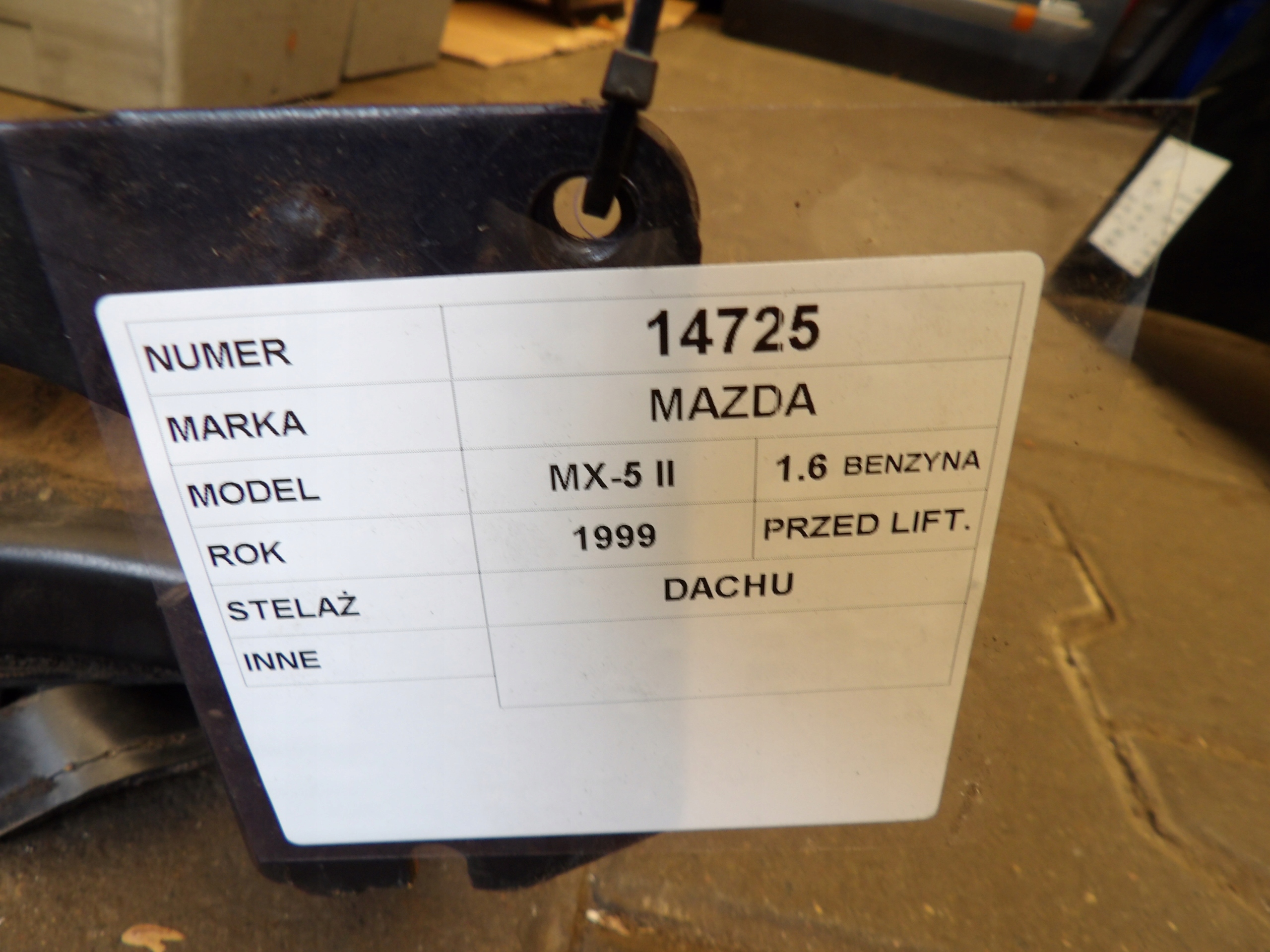 Mazda MX5 II Support Toit