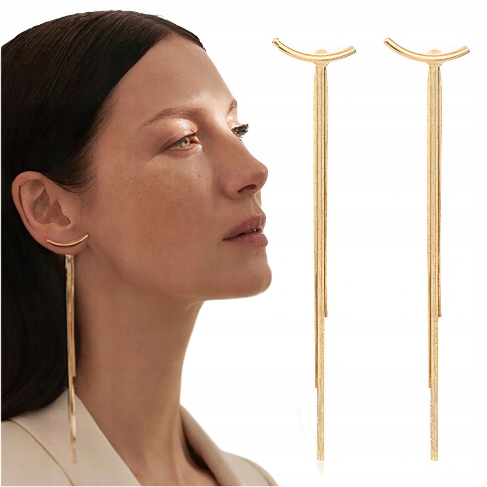 

Kolczyki Złote Nitki Wiszące Długie Sztyft