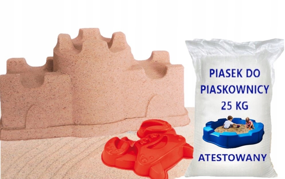 PIASEK DO PIASKOWNICY ATESTOWANY DLA DZIECI CZYSTY JASNY FOREMKA DO PIASKU