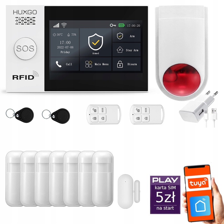 Bezdrátový alarm WiFi Gsm 4G, Tuya, sada alarmu Huxgo HXA007 R7WS