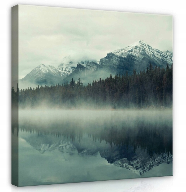 Obraz 80x80 Horská krajina jezero les mlha klid příroda Banff Kanada