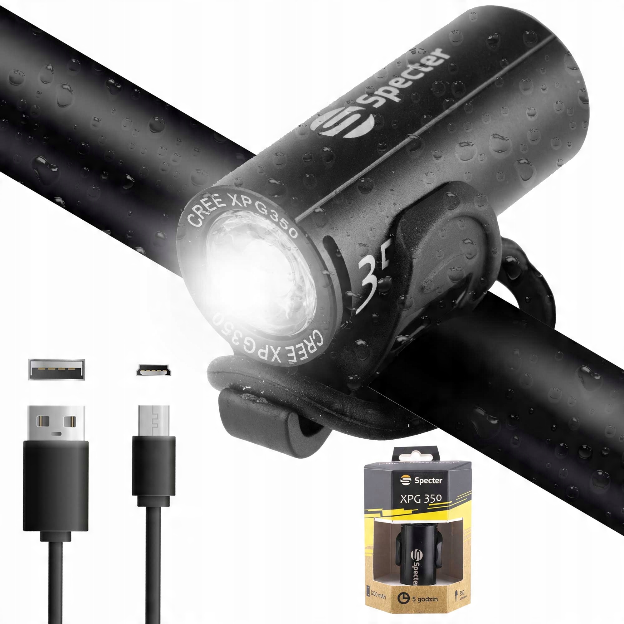 

Lampka rowerowa Led Usb przód kask Mocna przednia