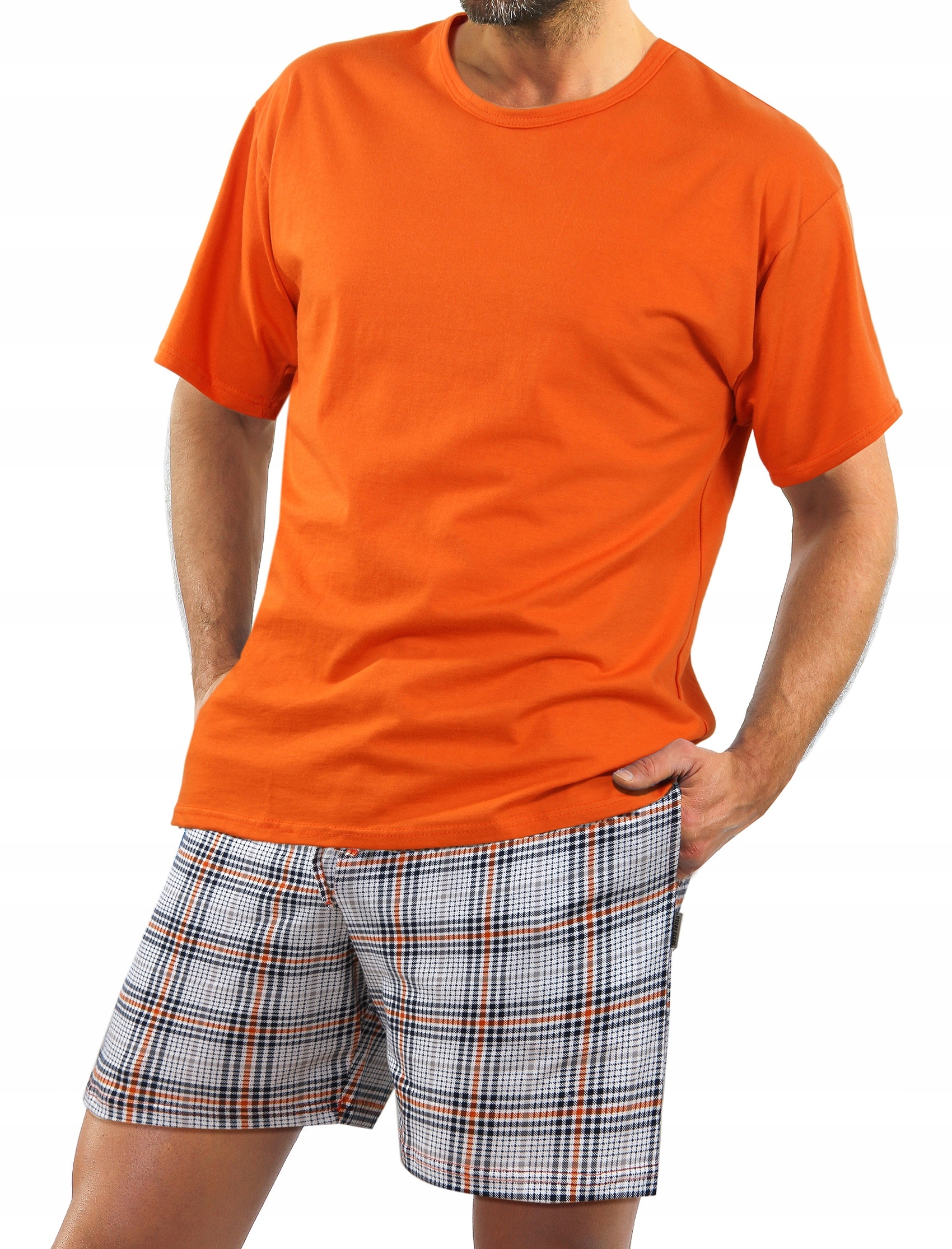 Sesto Senso Bavlněné pánské pyžamo s krátkým rukávem 4XL Pomeranč