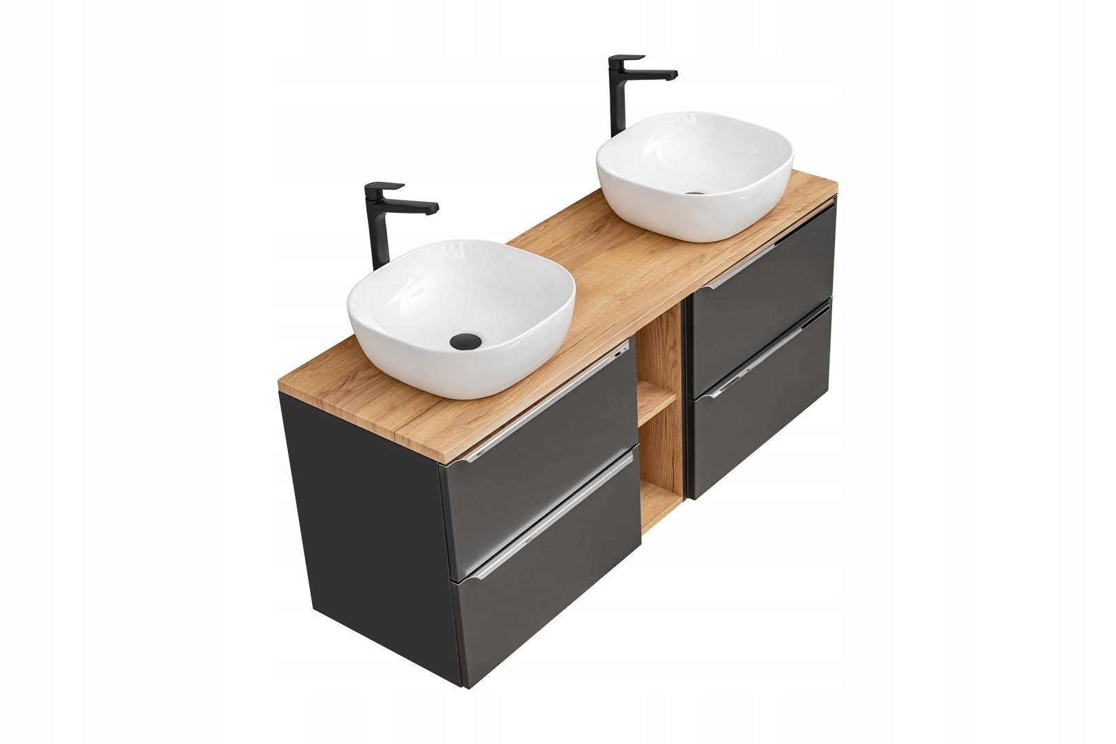 SZAFKA Z UMYWALKĄ I BLATEM 140 CM CAPRI COSMOS Kolor frontów czarny