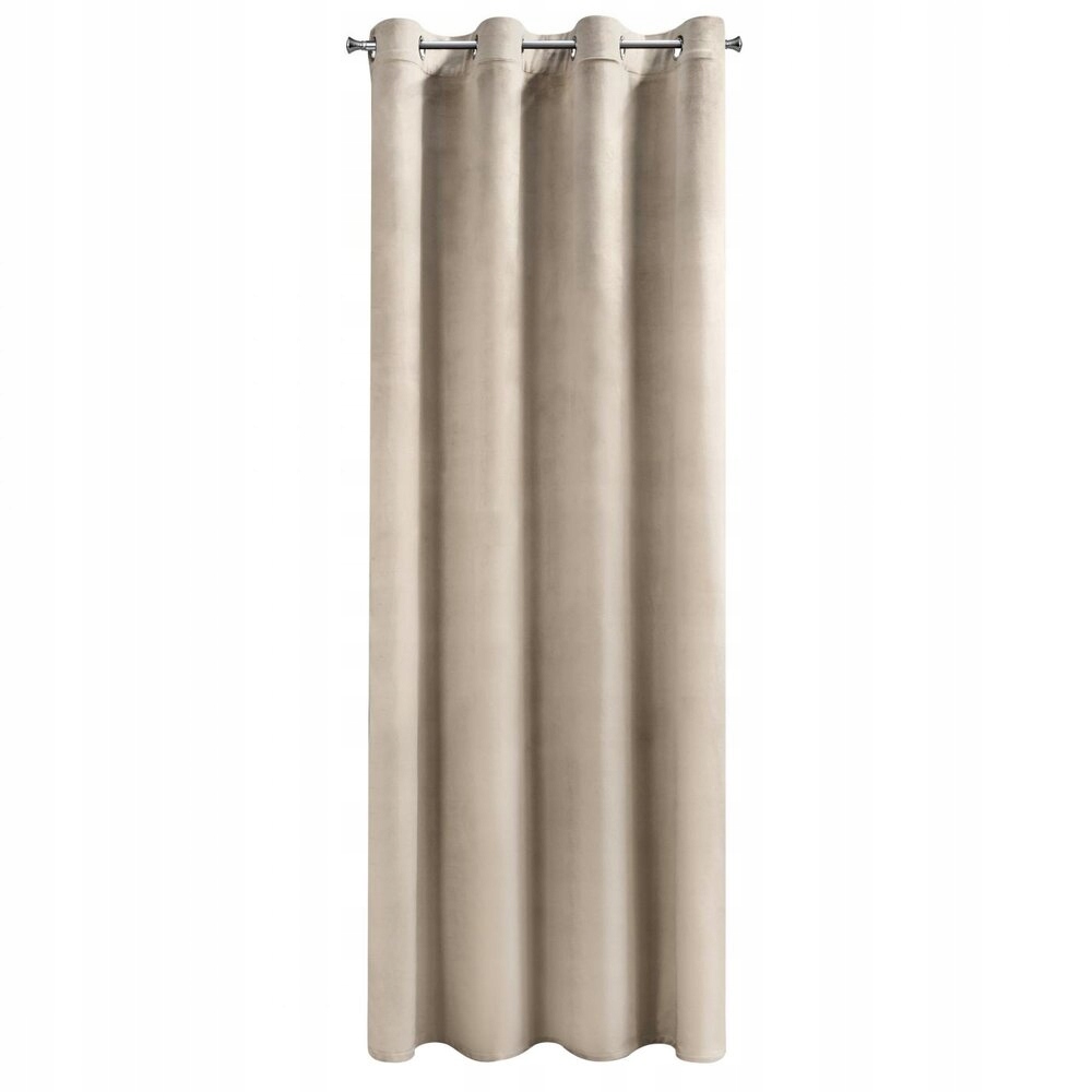 

Beżowa zasłona welwetowa Gładka przelotki