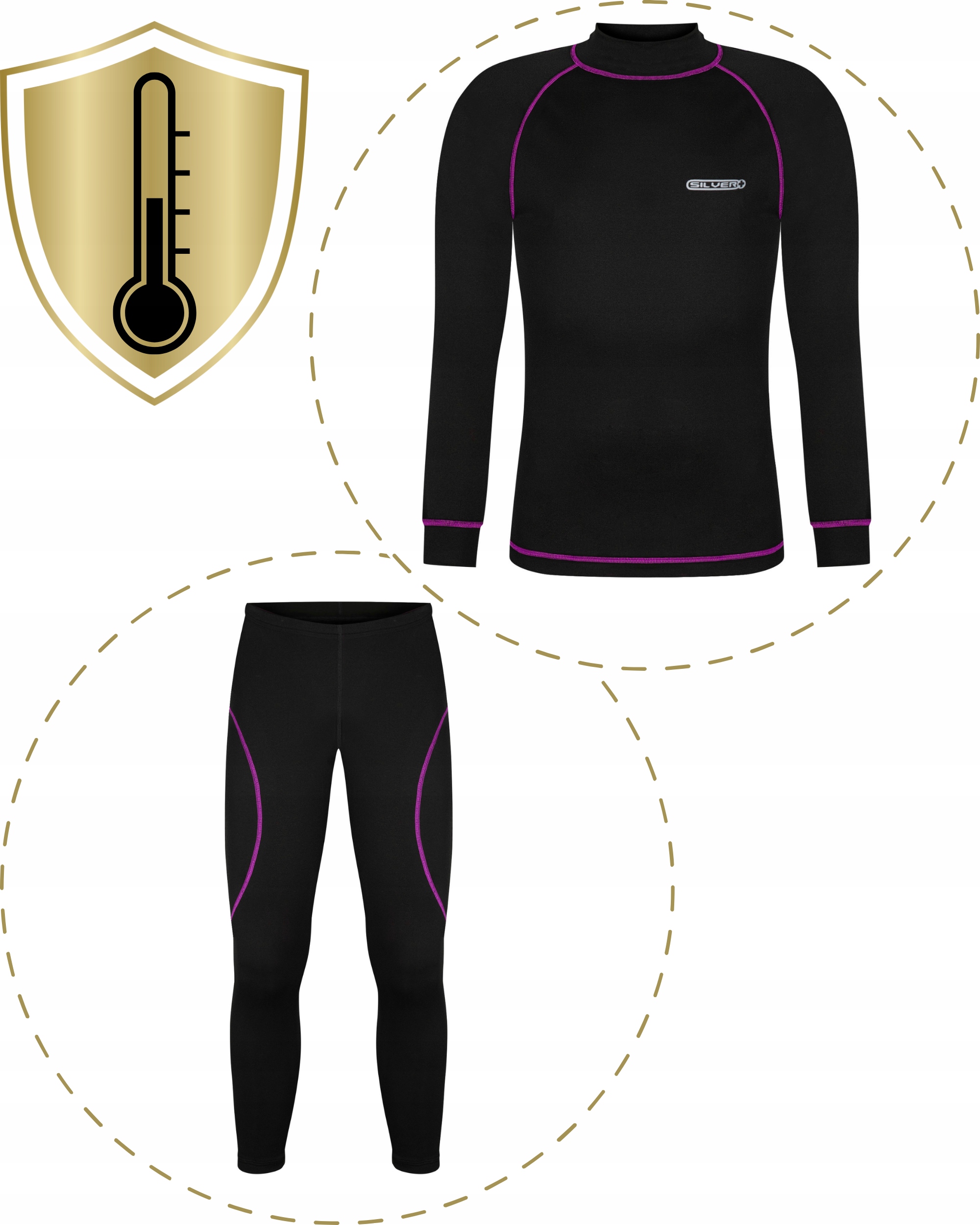 Bielizna Termoaktywna Damska L XL KOMPLET Odzież Termo Bluza Leginsy Różowe Rozmiar L/XL