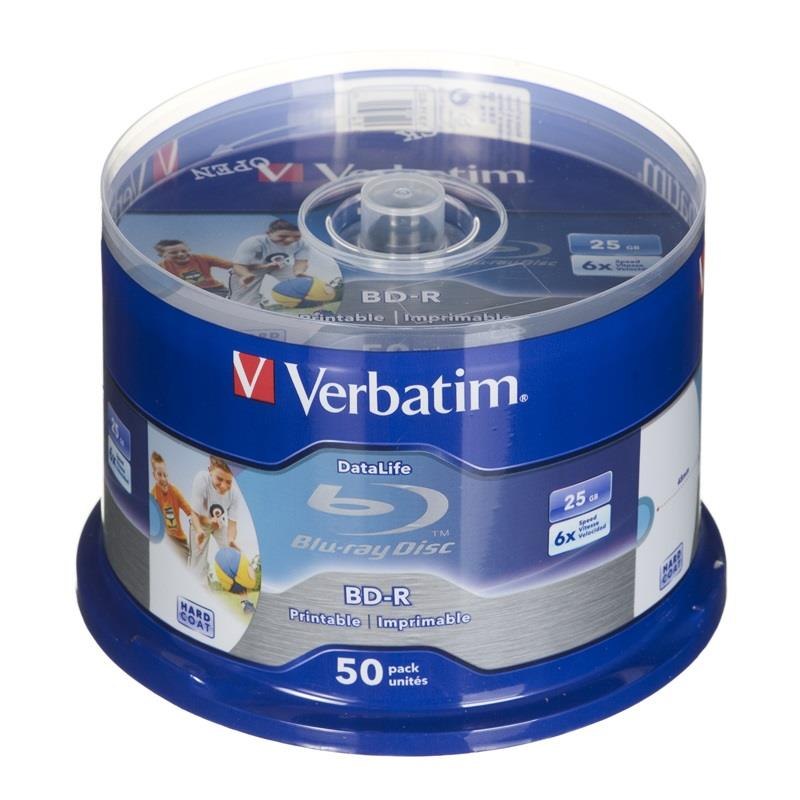 Płyta Blu-ray (bd-r) Verbatim 25GB 50szt (cake 50) biała do nadruku