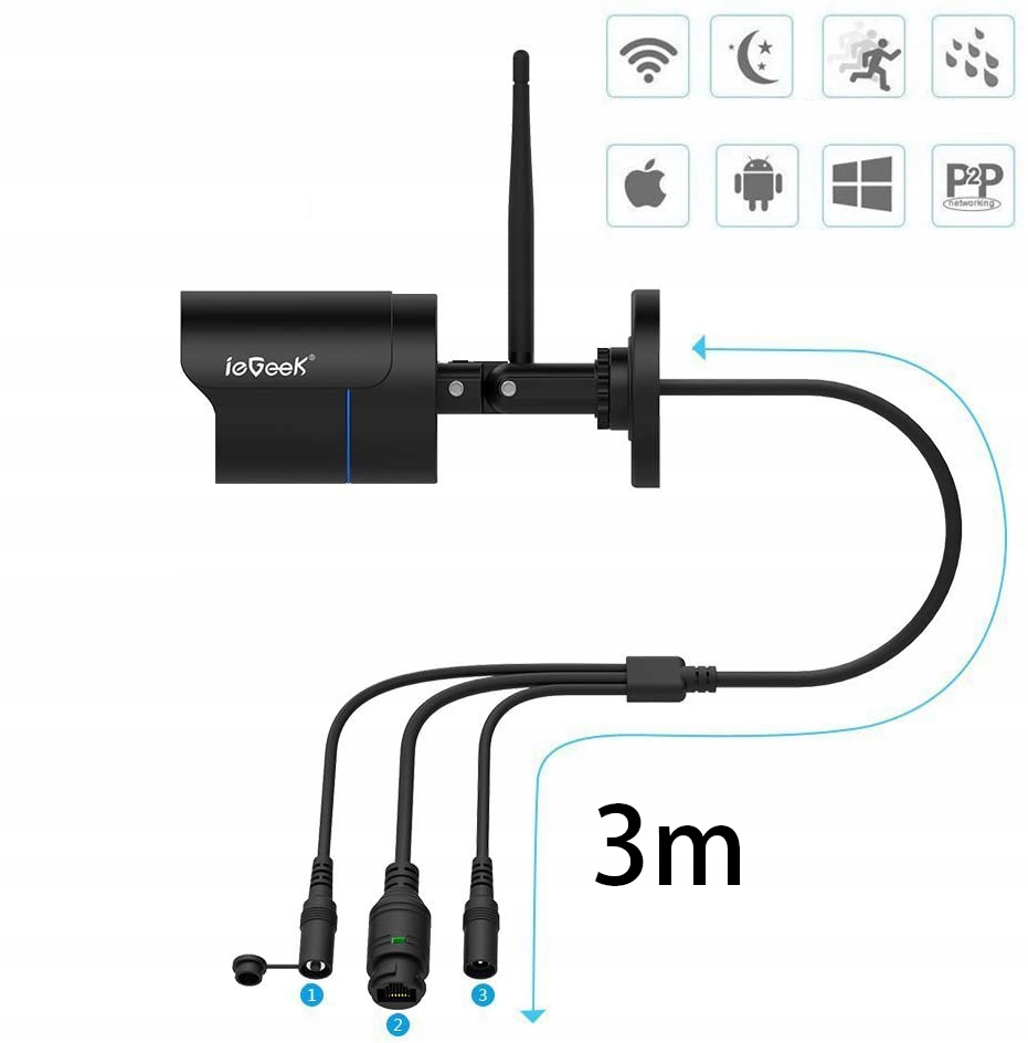 KAMERA ZEWNĘTRZNA IP WiFi Full HD 5mpx 1080p IP66 Marka ieGeek
