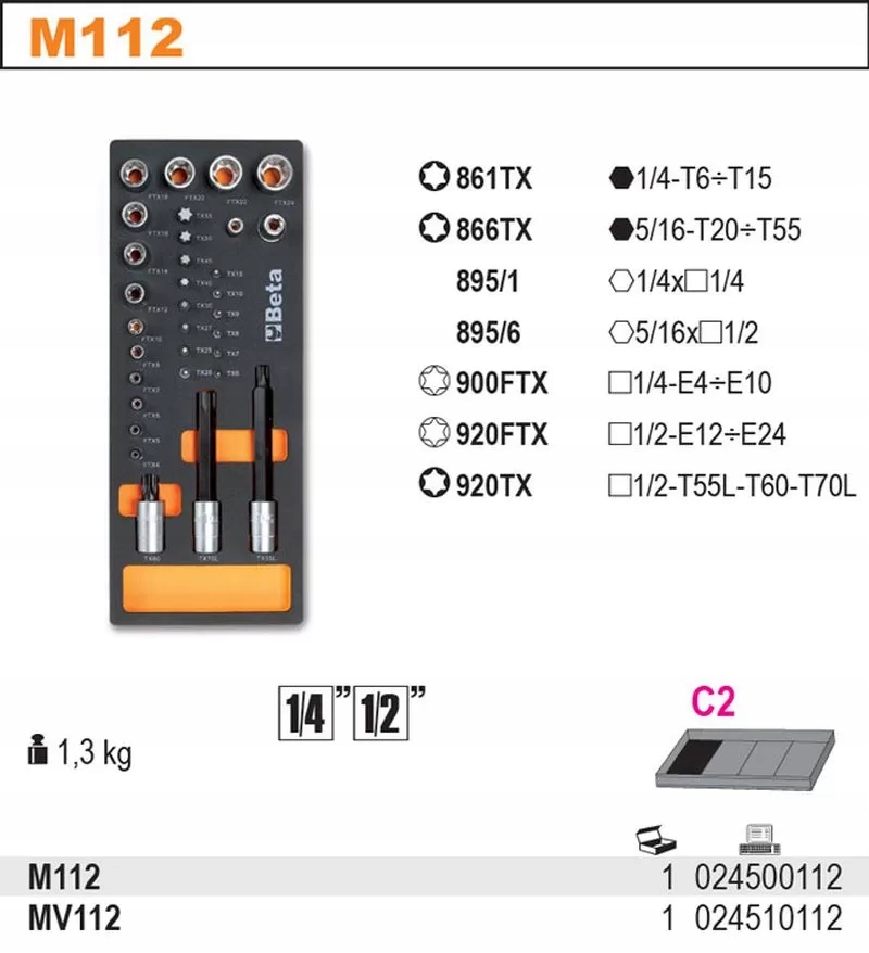 Zestaw 32 narzędzi we wkładzie Beta 2450/M112 Kod producenta 2450/M112