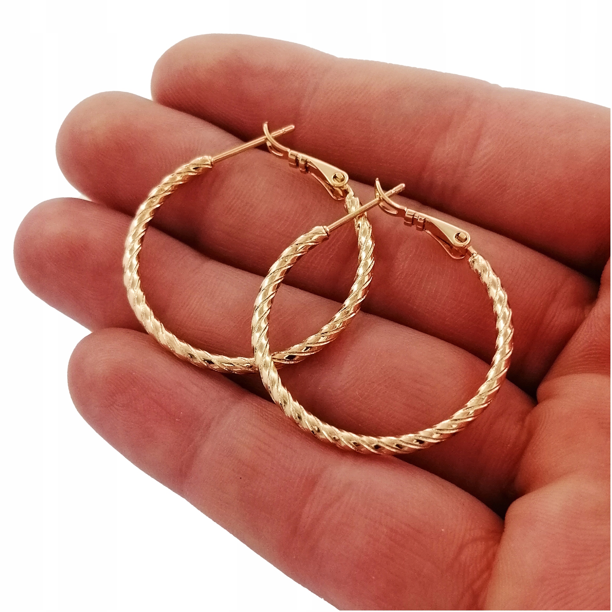 KOLCZYKI ZŁOTE KOŁA DUŻE 3 CM STAL CHIRURGICZNA PREZENT DLA KOBIETY +GRATIS Stan opakowania oryginalne