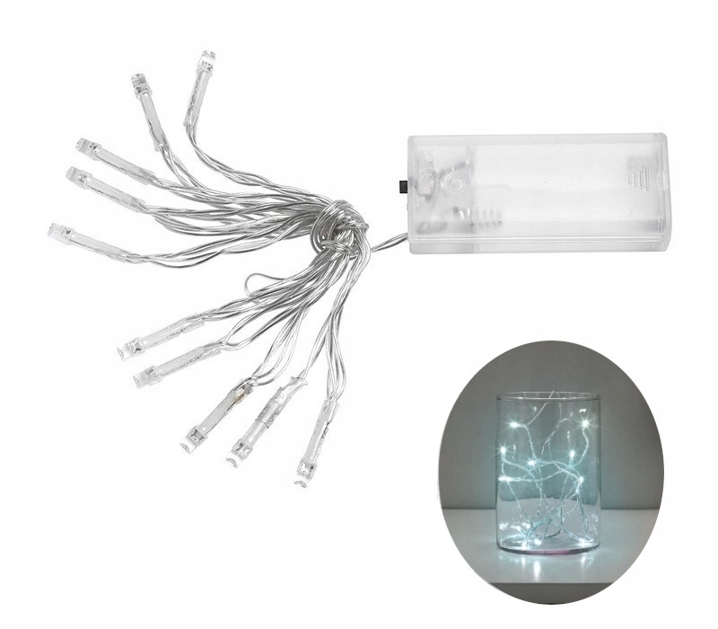 lampki choinkowe tradycyjne 10 led 2 m na baterie - ZIMNY BIAŁY SN51319-CW — 4