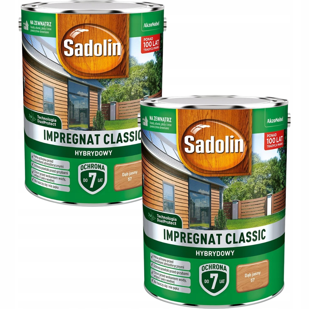 Set Sadolin Classic 2x4,5L Hybridní Impregnat Na Dřevo Dub Světlý 9L