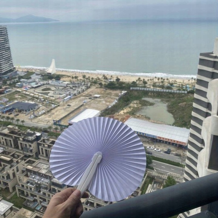 Wachlarz skladany okragly bialy ozdobny elegancki na slub wesele Płeć uniseks