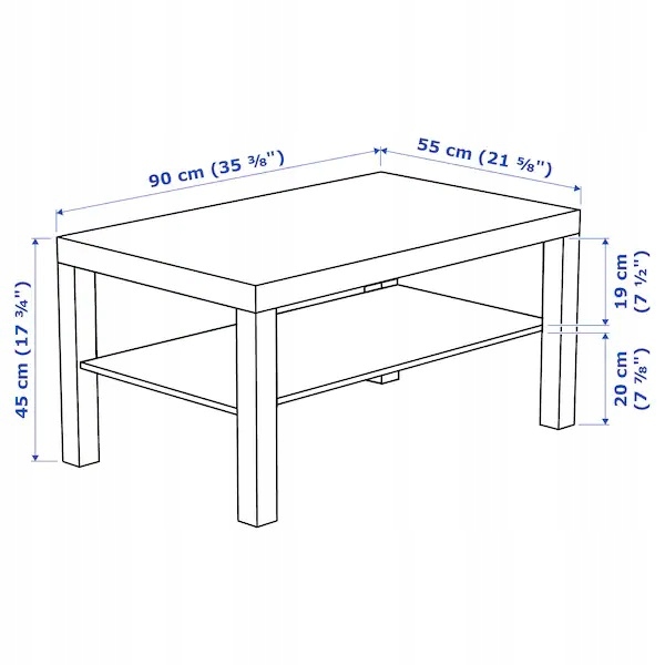 IKEA LACK stół ława stolik 90x55 cm dąb bejcowany Wysokość mebla 45 cm