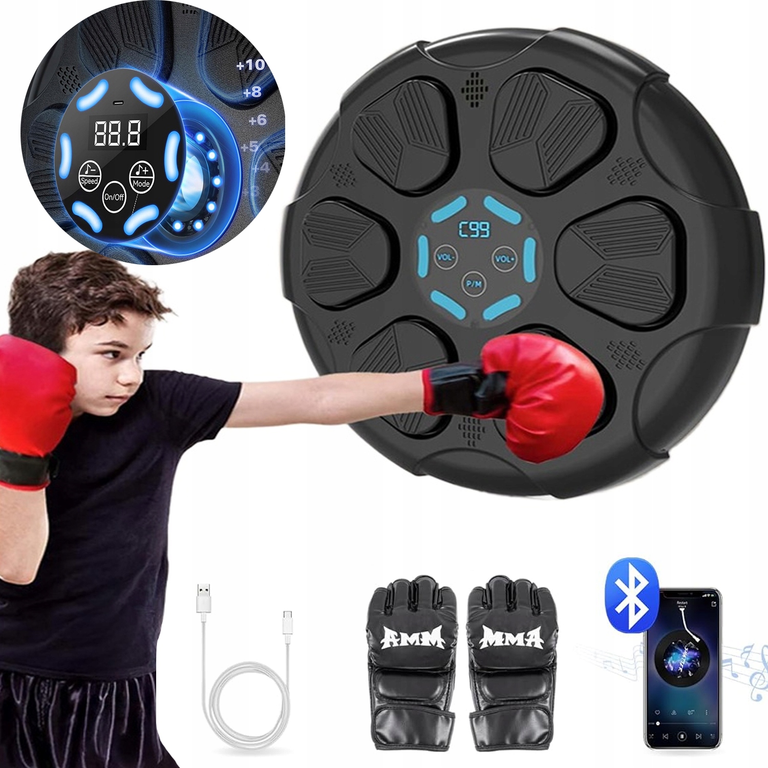 Boxerská Stěna Hudební Bluetooth Štít Pro Cvičení Boxerské Rukavice
