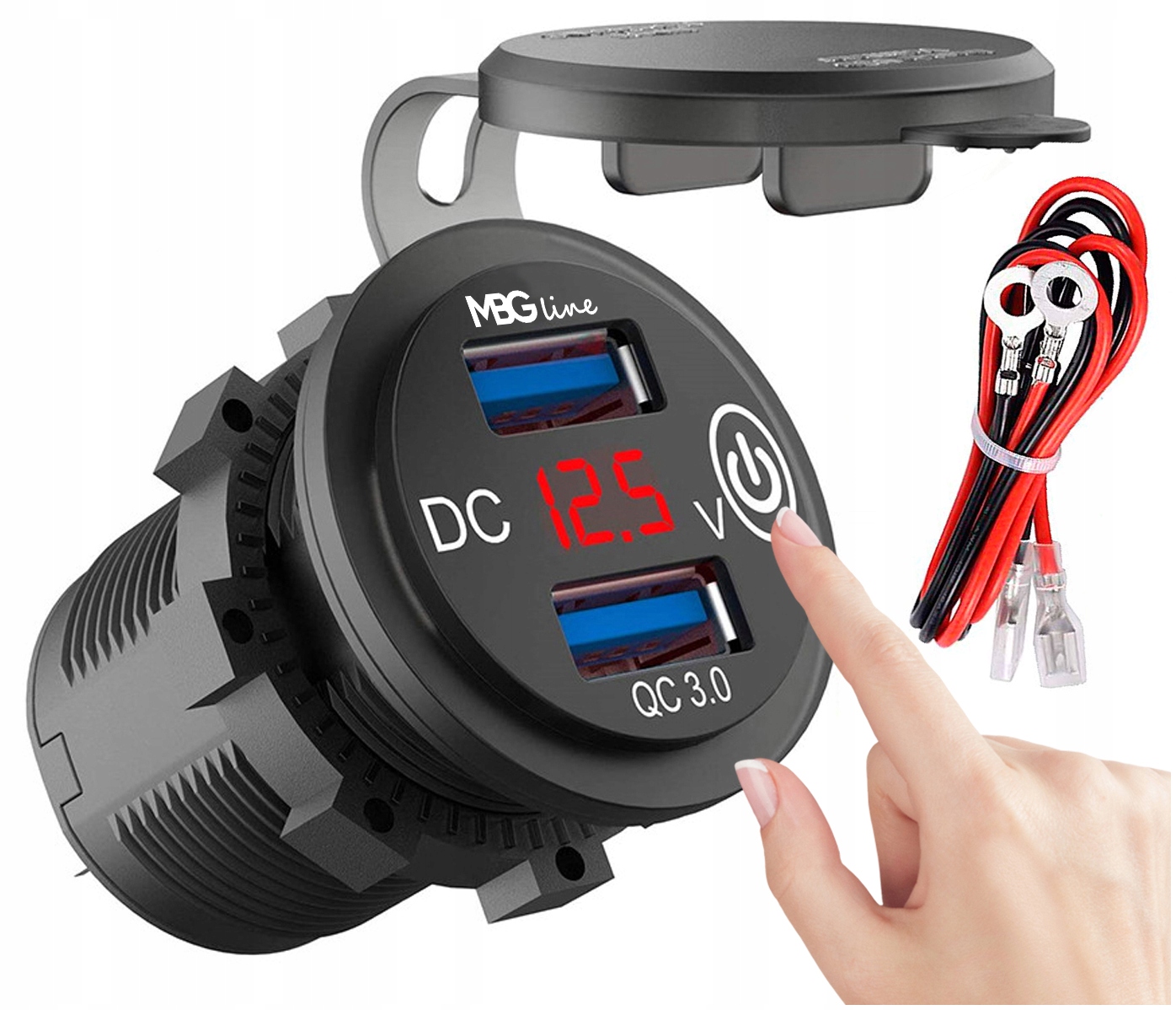 

Ładowarka Motocykl 2 Usb QC3.0 Woltomierz Przycisk