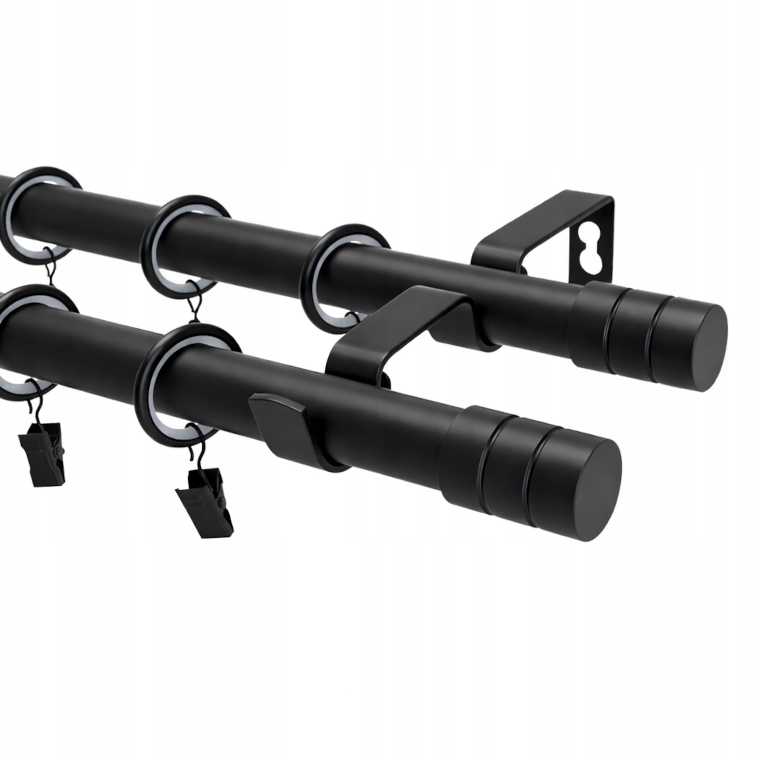 Garnýž kovový Loft Dvojitý 19 MIX Koncovek Černý Mat 320 cm