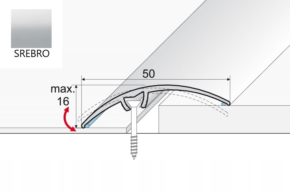 Listwa progowa 50mm a65 EFFECTOR Srebro 180cm