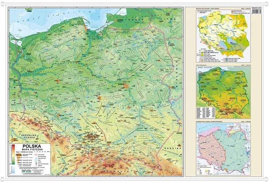POLSKA EUROPA ŚWIAT MAPA ŚCIENNA ZESTAW 3 MAP RURKI PCV. Wyd. Piętka Wydawnictwo Wydawnictwo Piętka