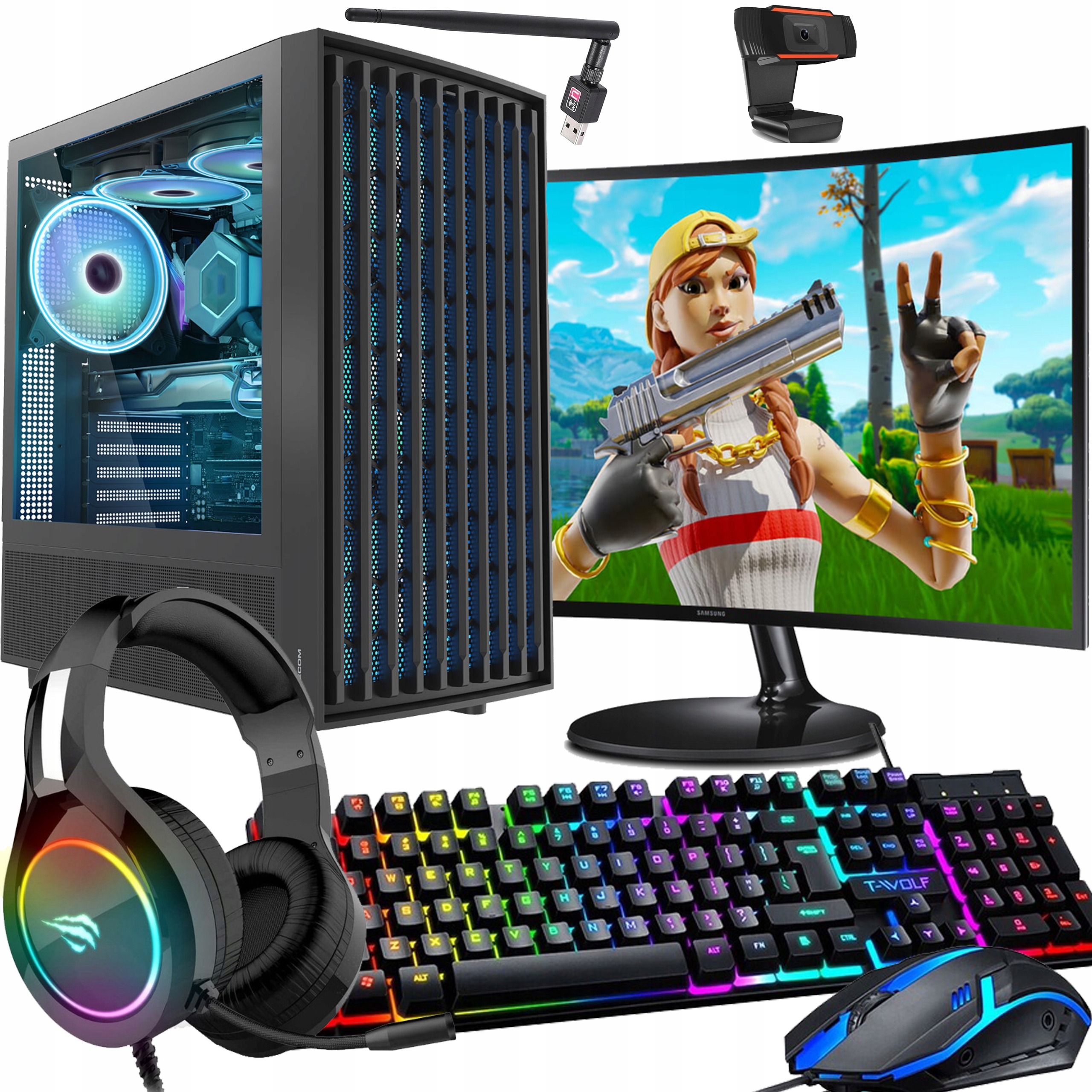 ZESTAW KOMPUTER GAMINGOWY RYZEN 5 RTX 4060 32 GB RAM 1 TB SSD WIN 11