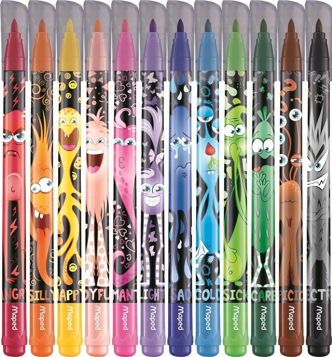 Flamastry Color Peps Monster 12 kolorów MAPED EAN (GTIN) 3154148454007