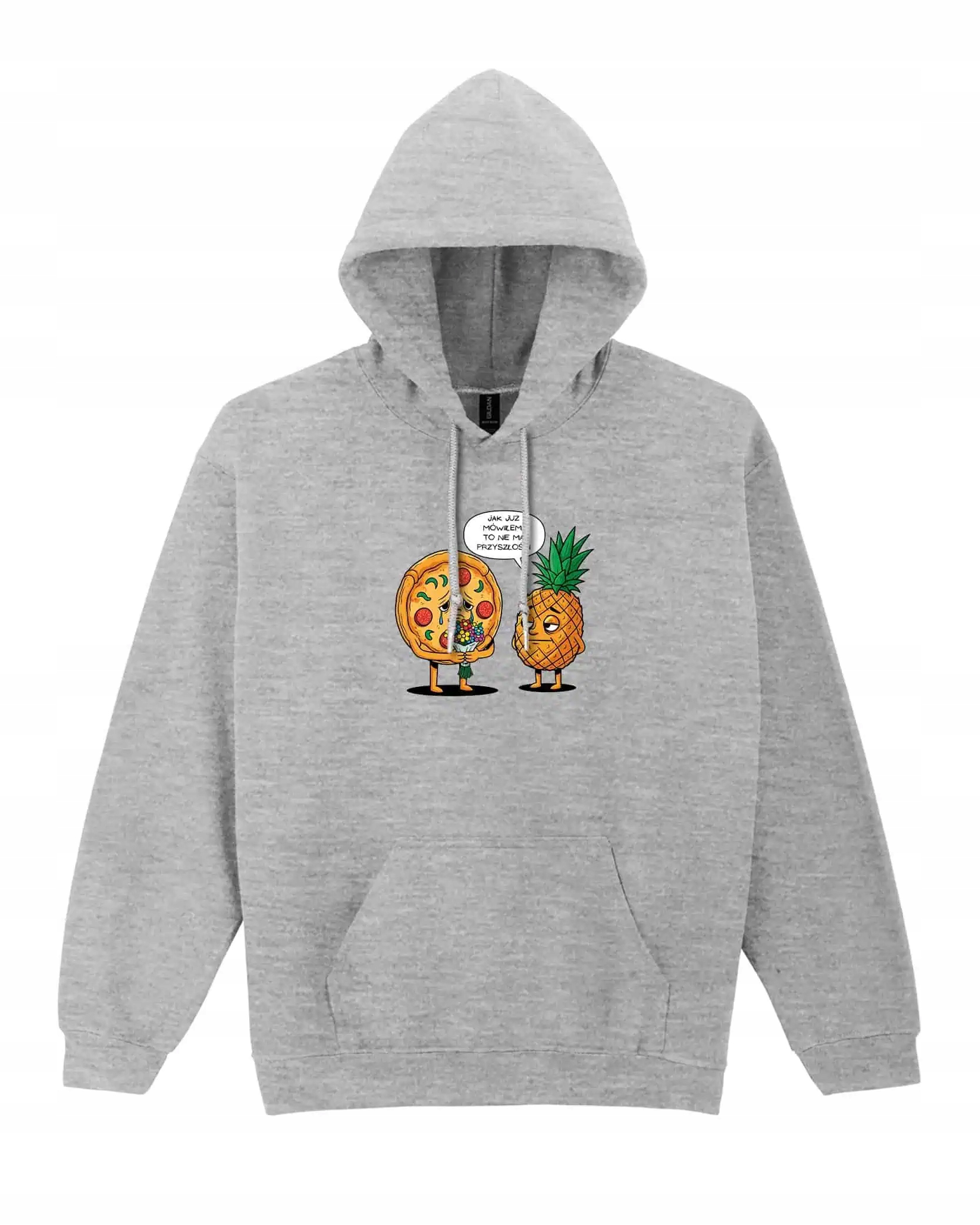 Mikina s kapucí Vtipná Pizza Ananas Jídlo Šedá XXL
