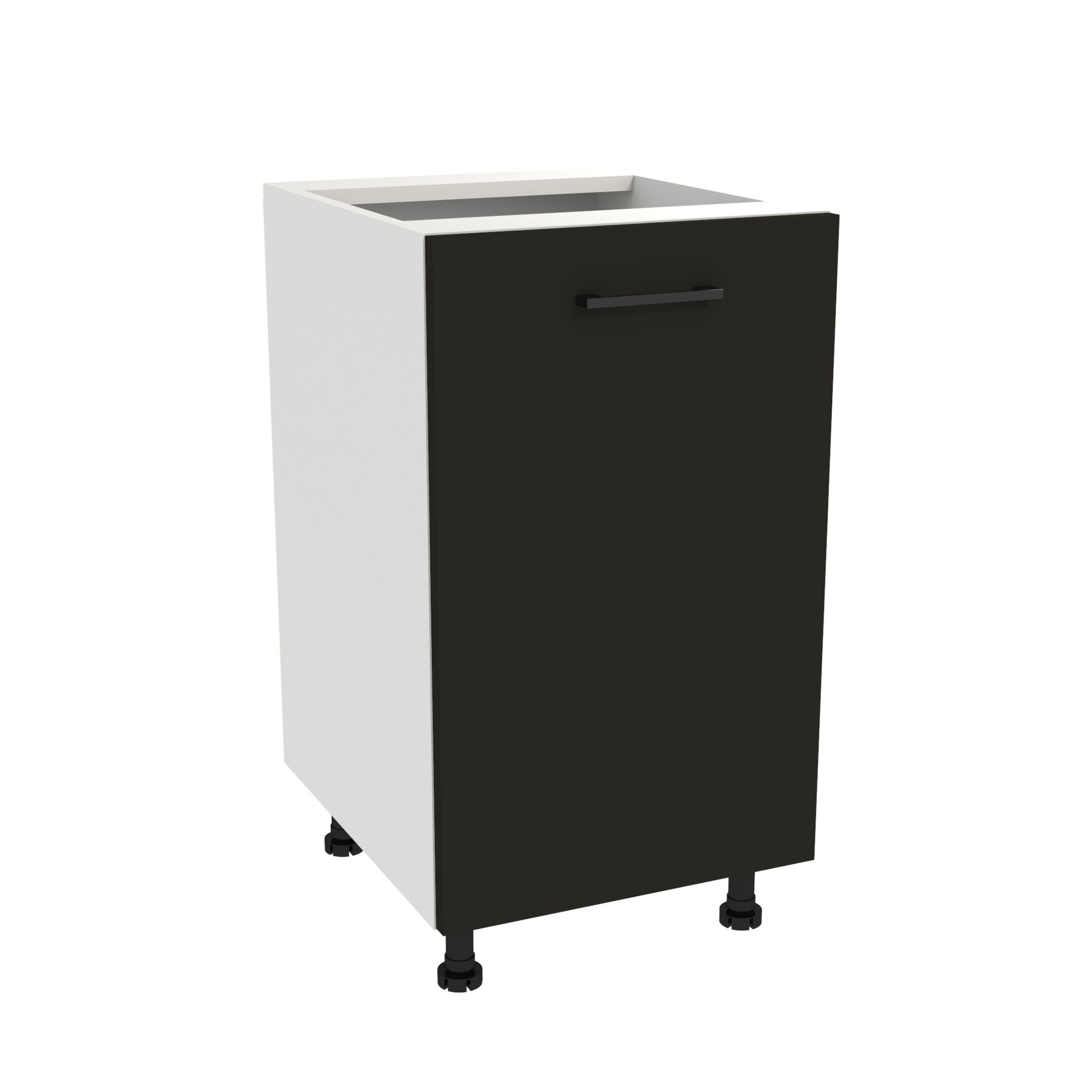 Dolní kuchyňská skříňka 45 Capri korpus Bílá přední strana Černá Mat