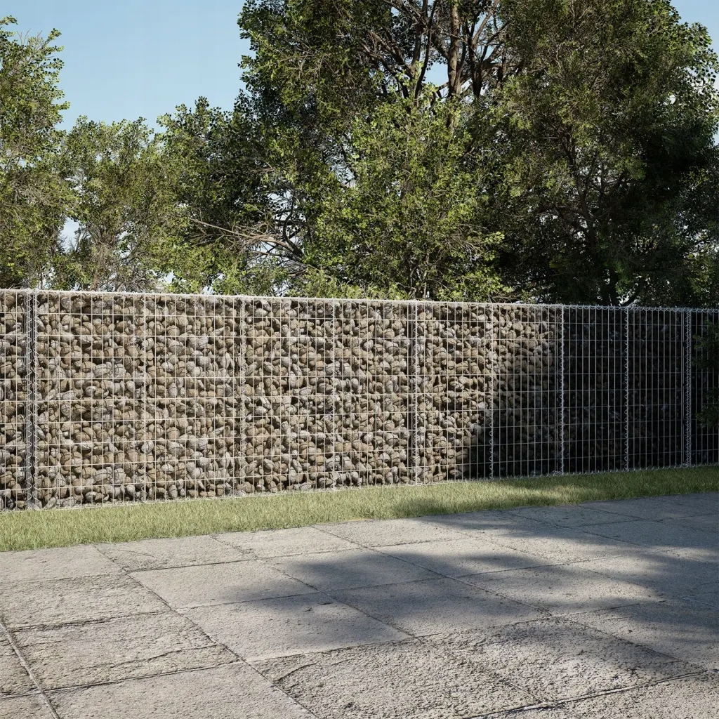 Gabionový koš s víkem 450 x 100 x 100 cm pozinkované železo Stříbrná 329519