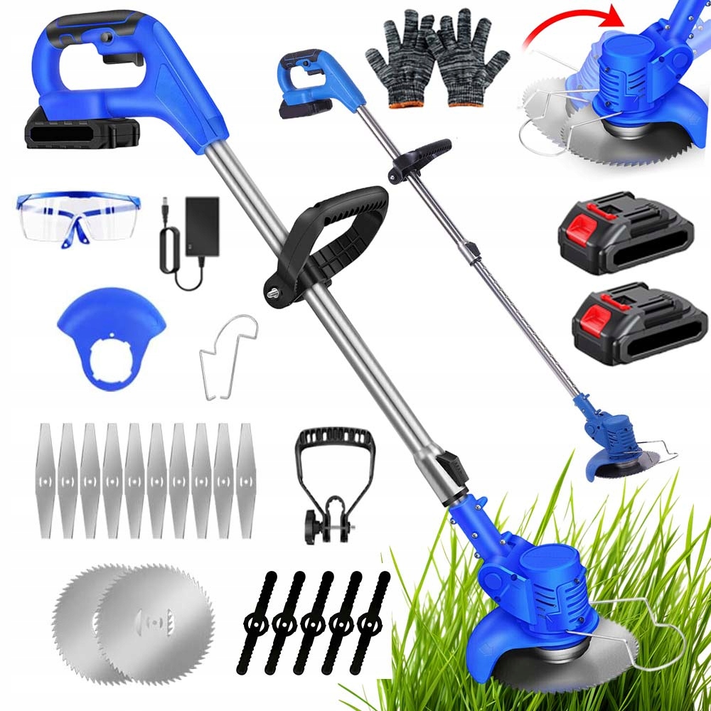 Akumulátorová Vyžínač 21V Křovinořez Zahradní Sekačka Na Trávu Sada 2AKU