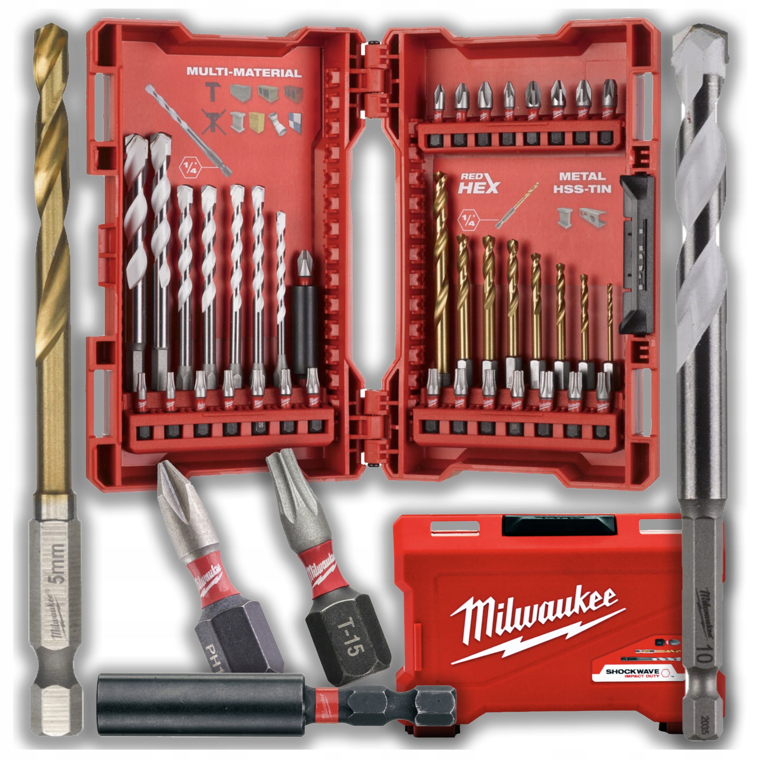 Sada úderových bitů univerzální vrtáky a vrtáky do oceli 39 ks v kazetě