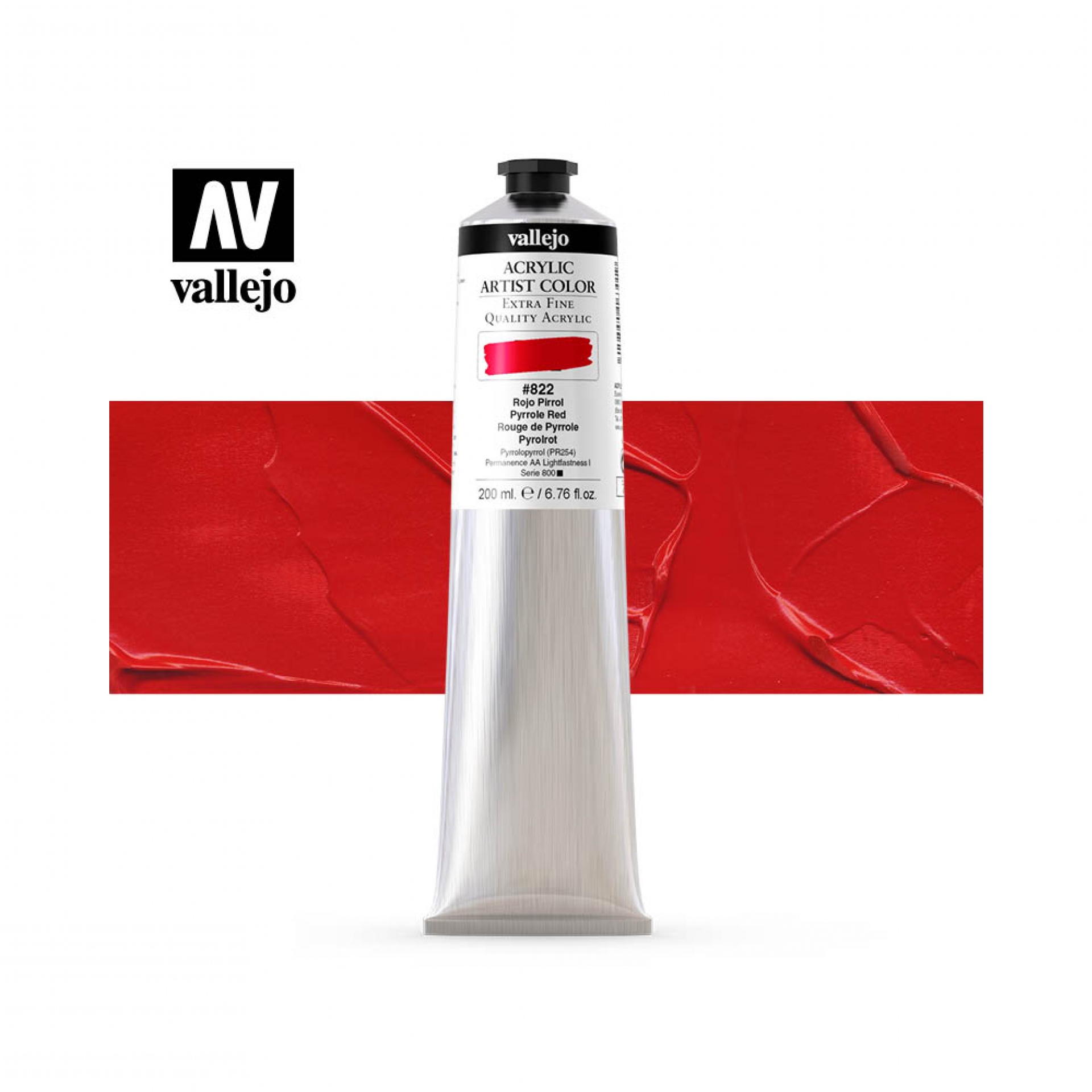 Barva akrylová Vallejo 200 Ml 822 Pyrrole red