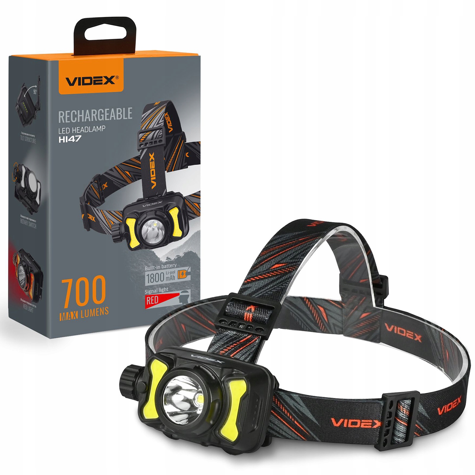 Latarka Czołowa Led Czołówka Mocna Wojskowa Videx Wodoodporna Zasięg 185m