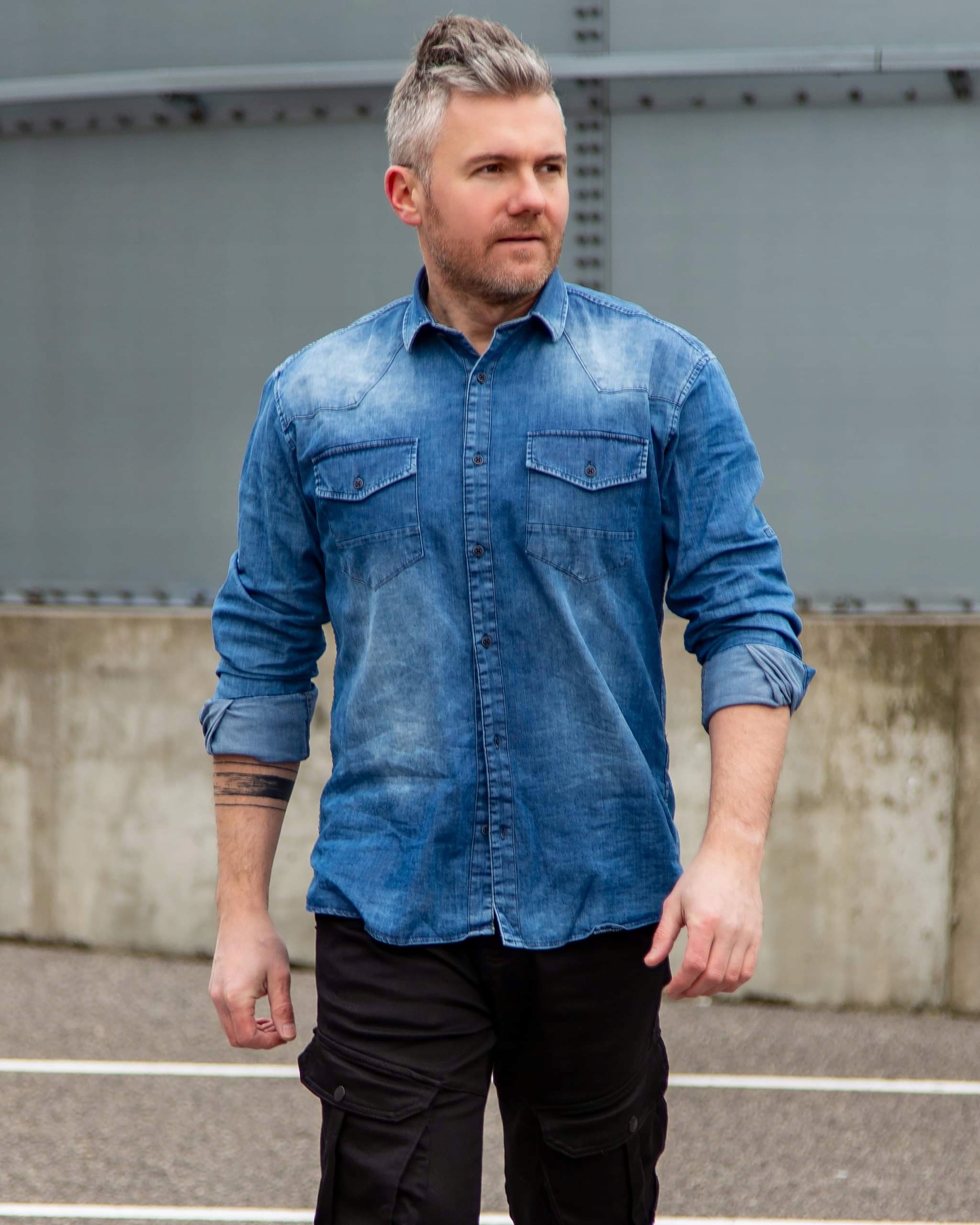 Laid Back košile pánská 3689 jeans riflová M jeans