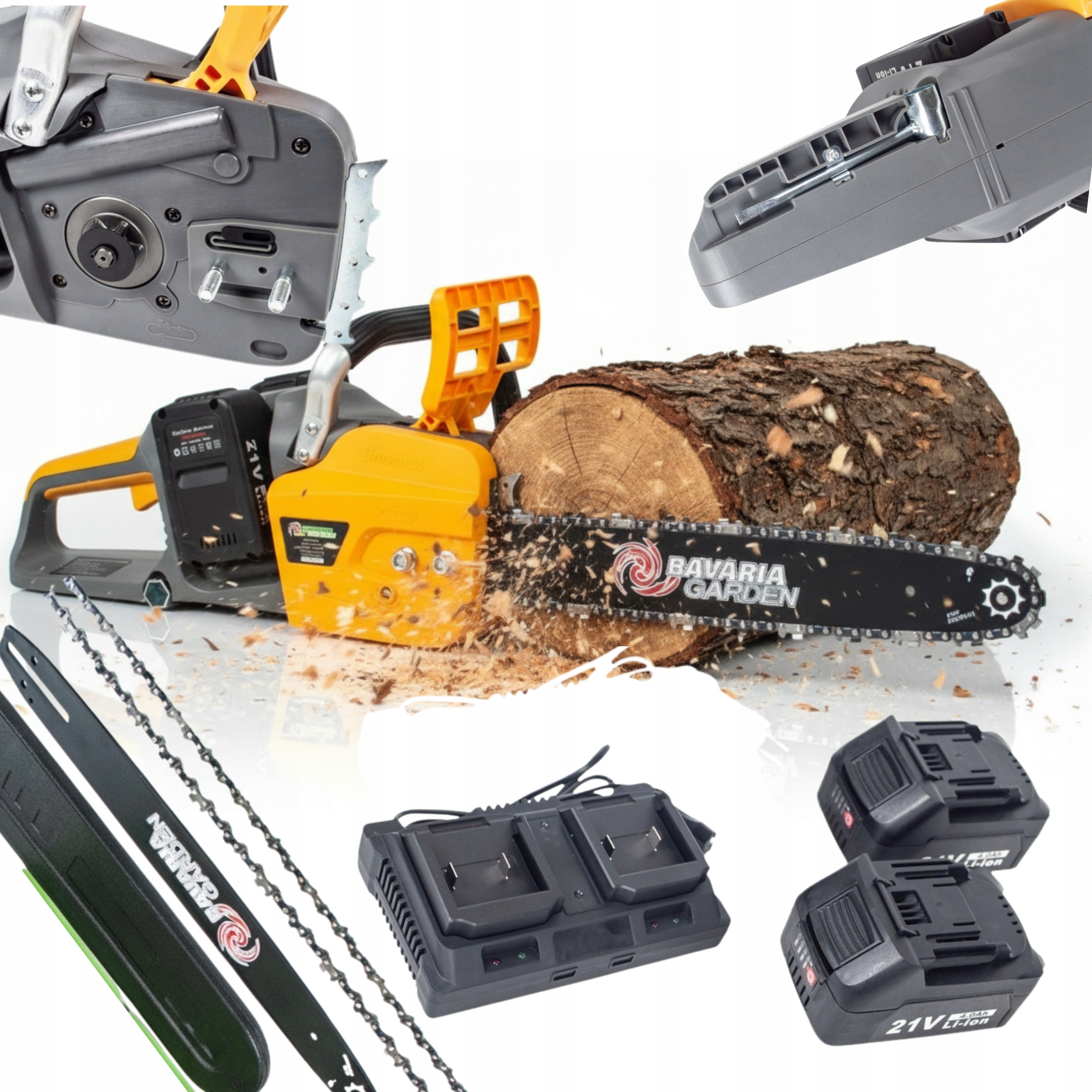 Akumulátorová Řetězová Pila Pilka Na Větve 21V Sada