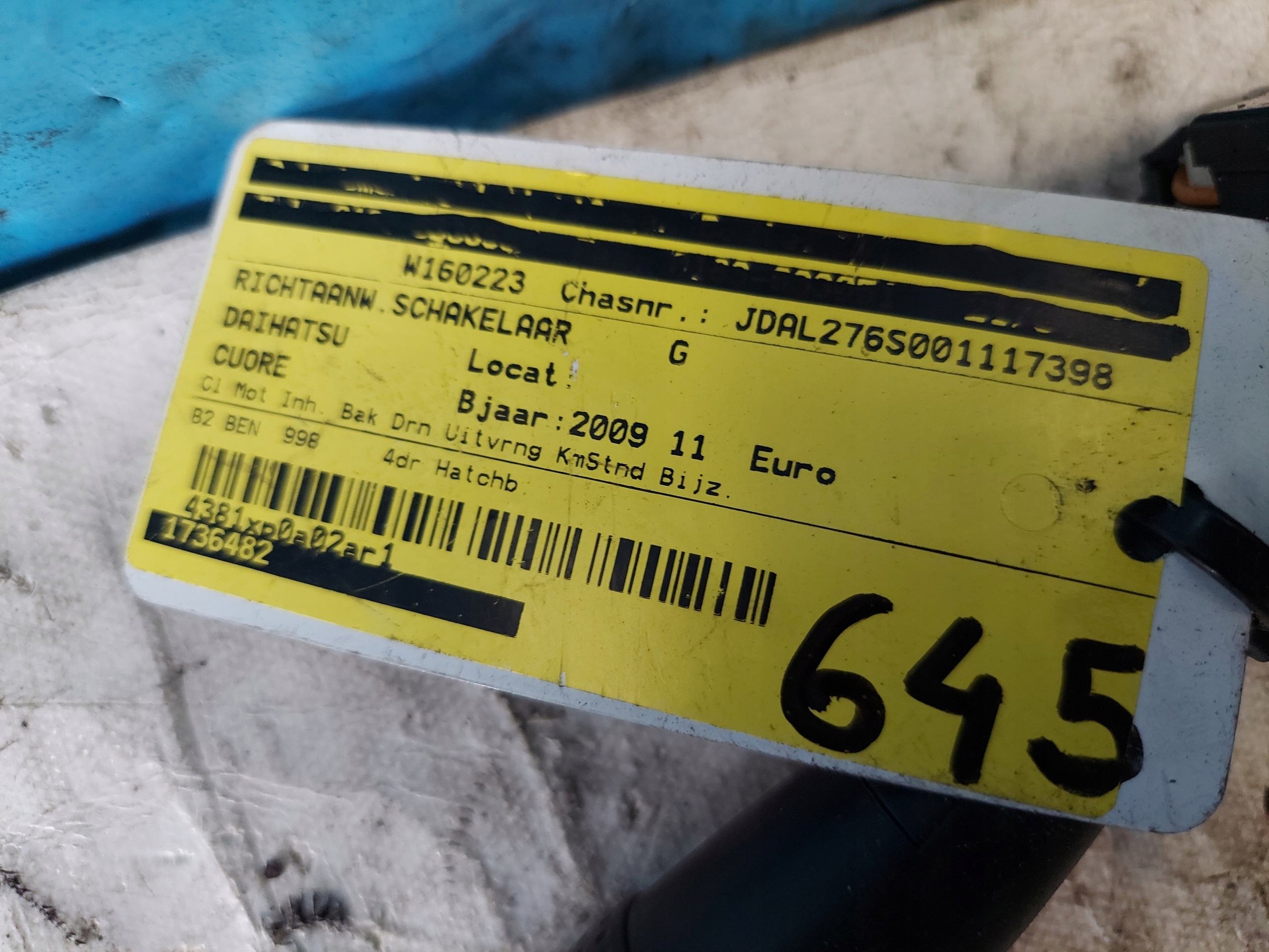 devio luci devio volante devio luci tergicristallo tergi DAIHATSU CUORE 2009 R 173648