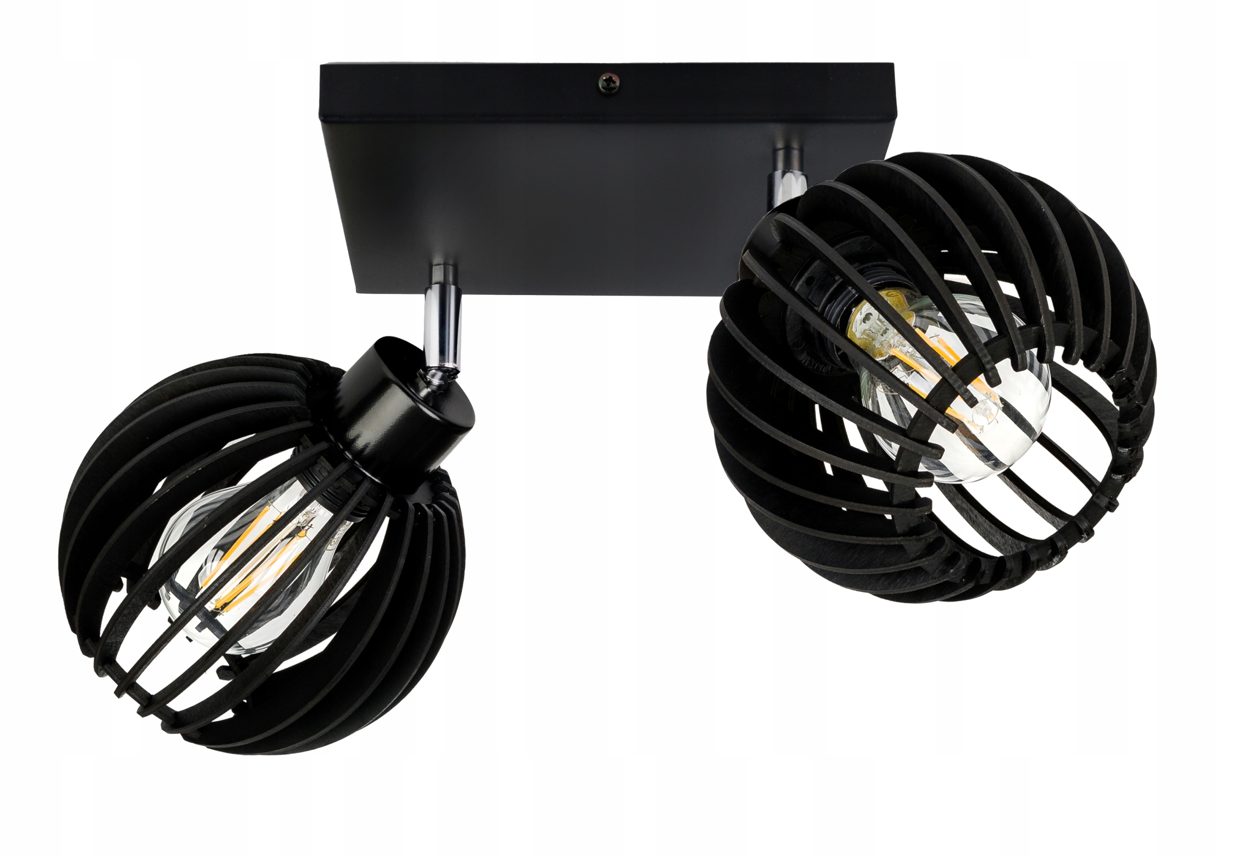 Černá lampa stropní svítidlo stropní lustr pohyblivá loft Dřevo kulička 2