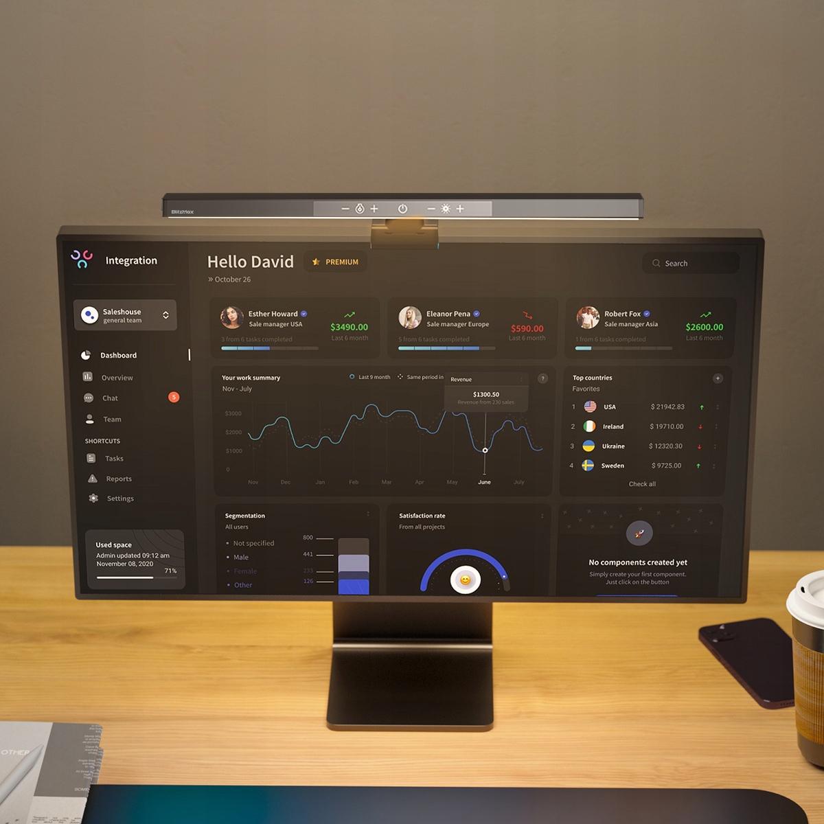 BlitzMax LAMPA LED NA MONITOR KOMPUTER REGULOWANA Długość/wysokość 42 cm