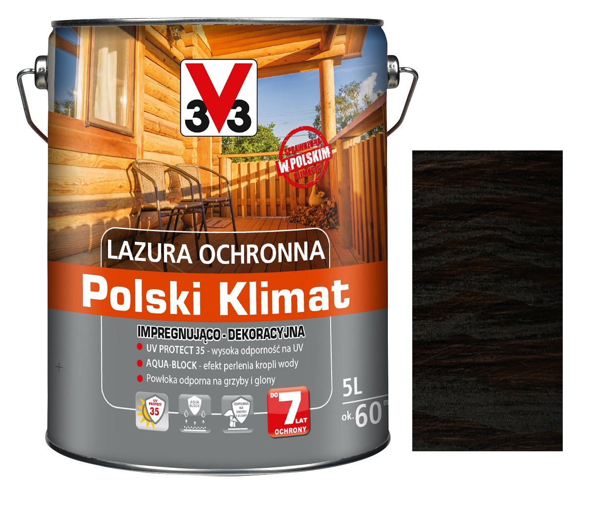Lazura V33 Polski Klimat 7LAT Heban 5L