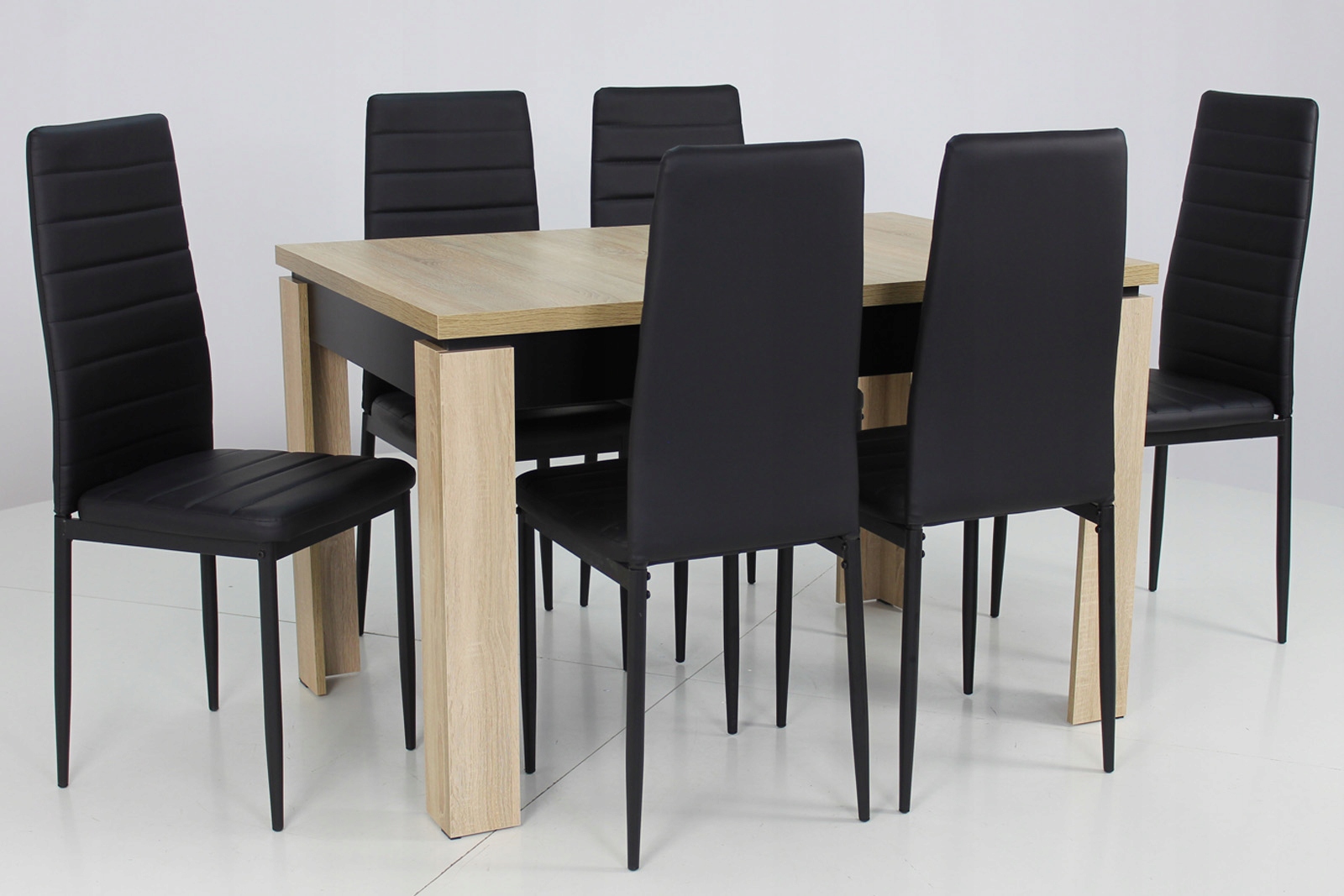Nowoczesny stół 80x120/160 i 6 CZARNYCH KRZESEŁ Szerokość stołu 80 cm
