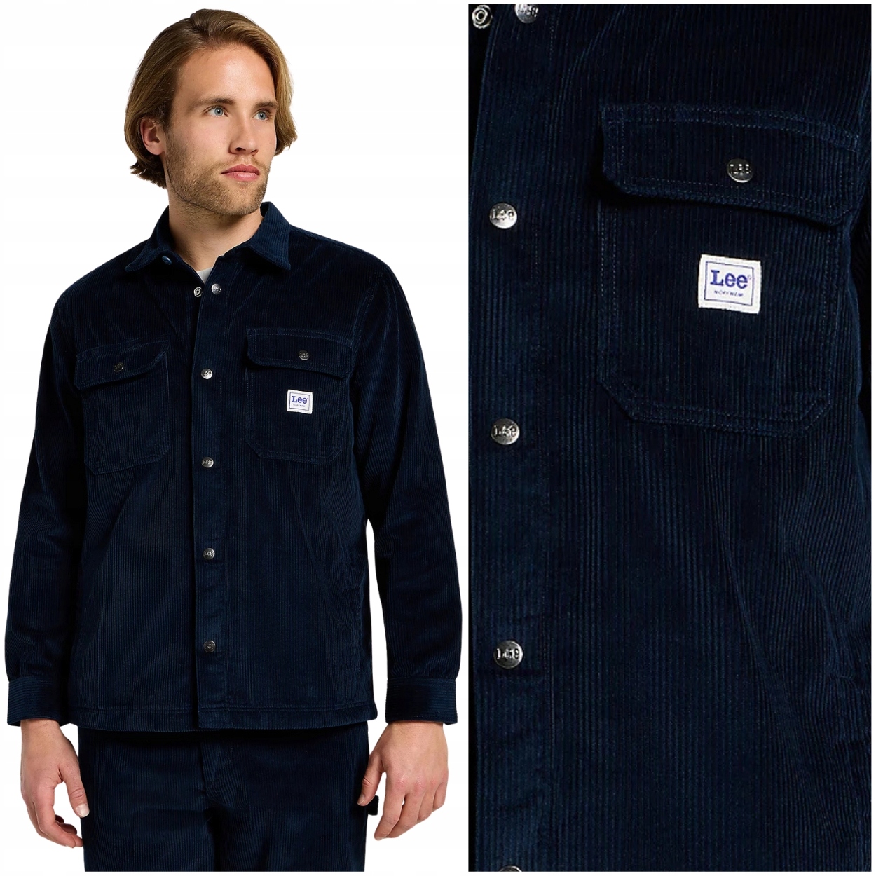 Lee Workwear Overshirt Rivet Navy manšestrová košile bunda katana M