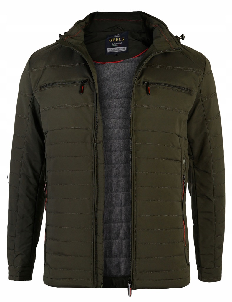 Pánská přechodová bunda elegantní prošívaná s kapucí WX039 zelená M