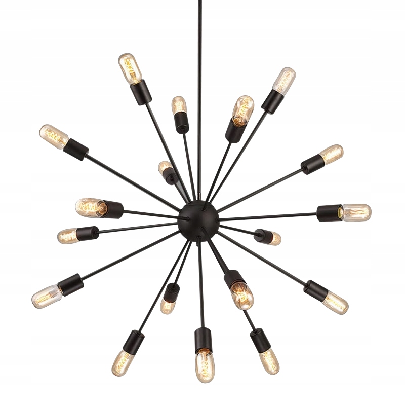 LAMPA SUFITOWA WISZĄCA CZARNA 12 METAL INDUSTRIAL