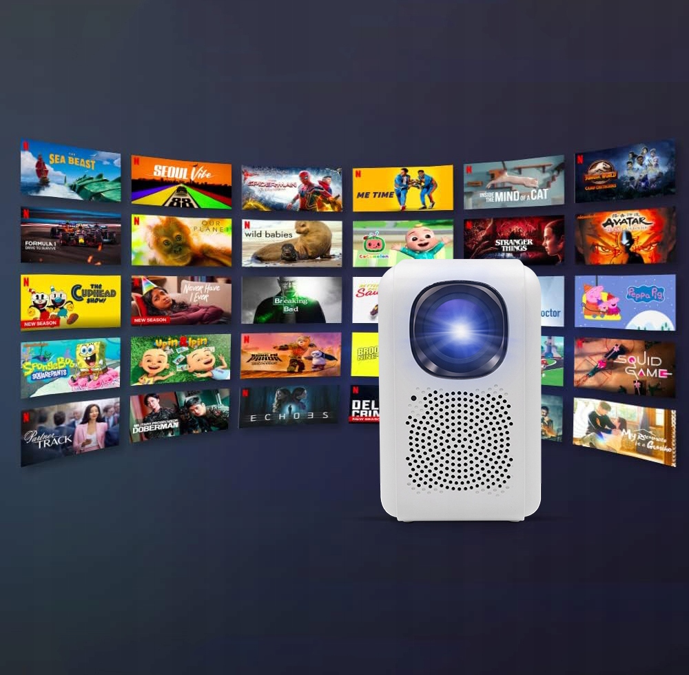 Mini Projektor Przenośny Rzutnik FullHD 4K 12000lm WiFi SMART MULTIMEDIALNY Model H9