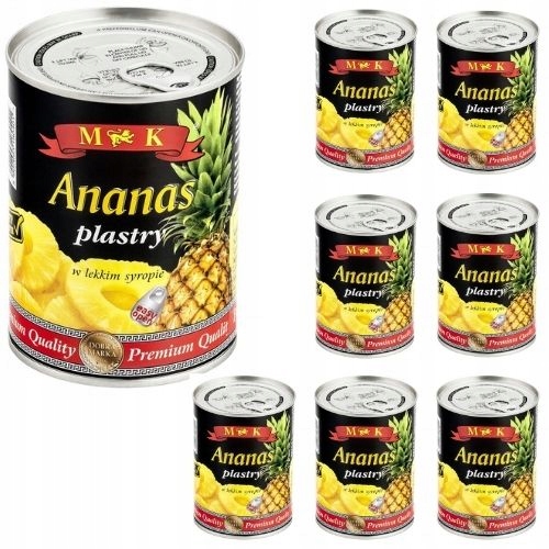 Ananas plastry w lekkim syropie 565 g MK x 8 sztuk