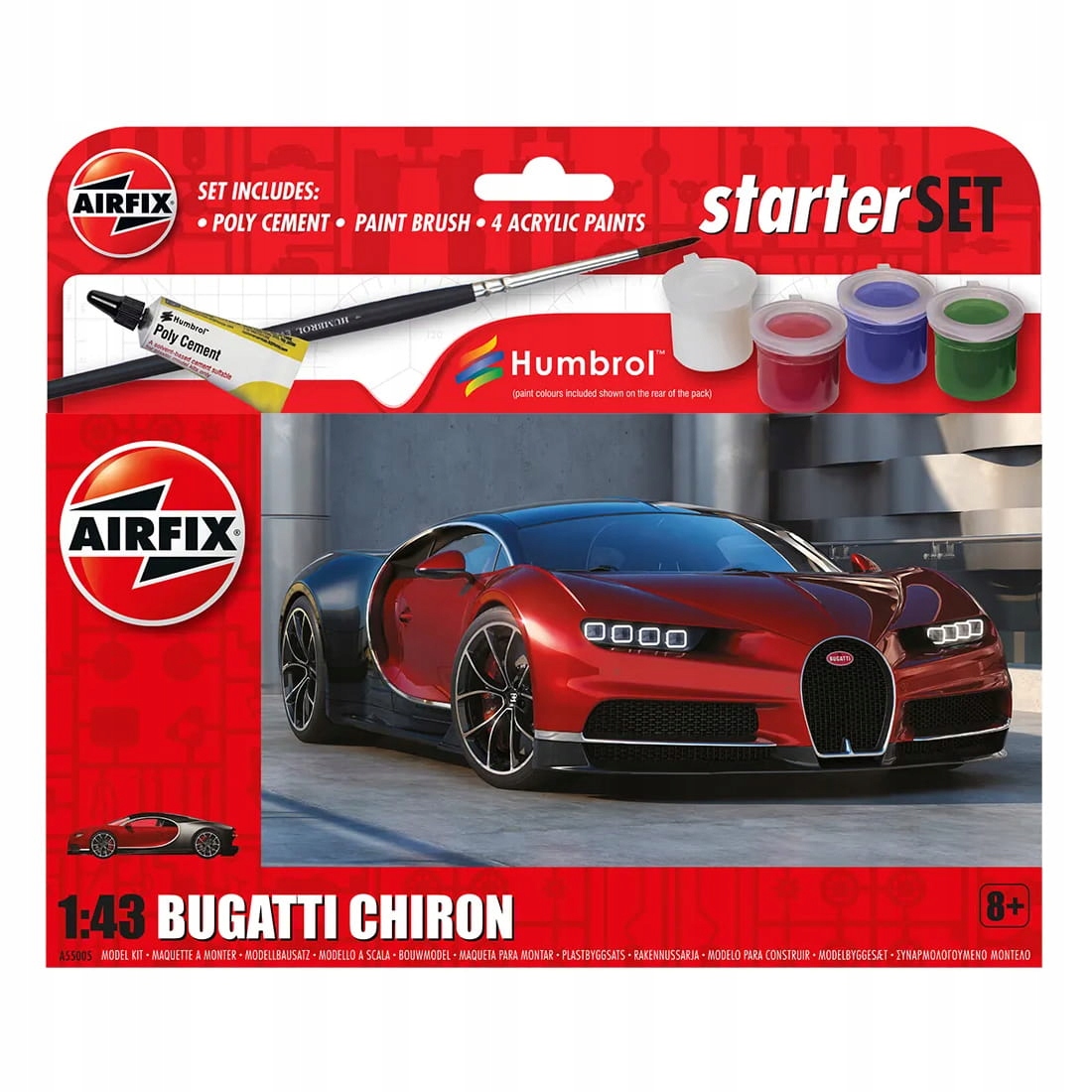 Bugatti Chiron 1:43, Airfix A55005 sada pro malé začátečníky