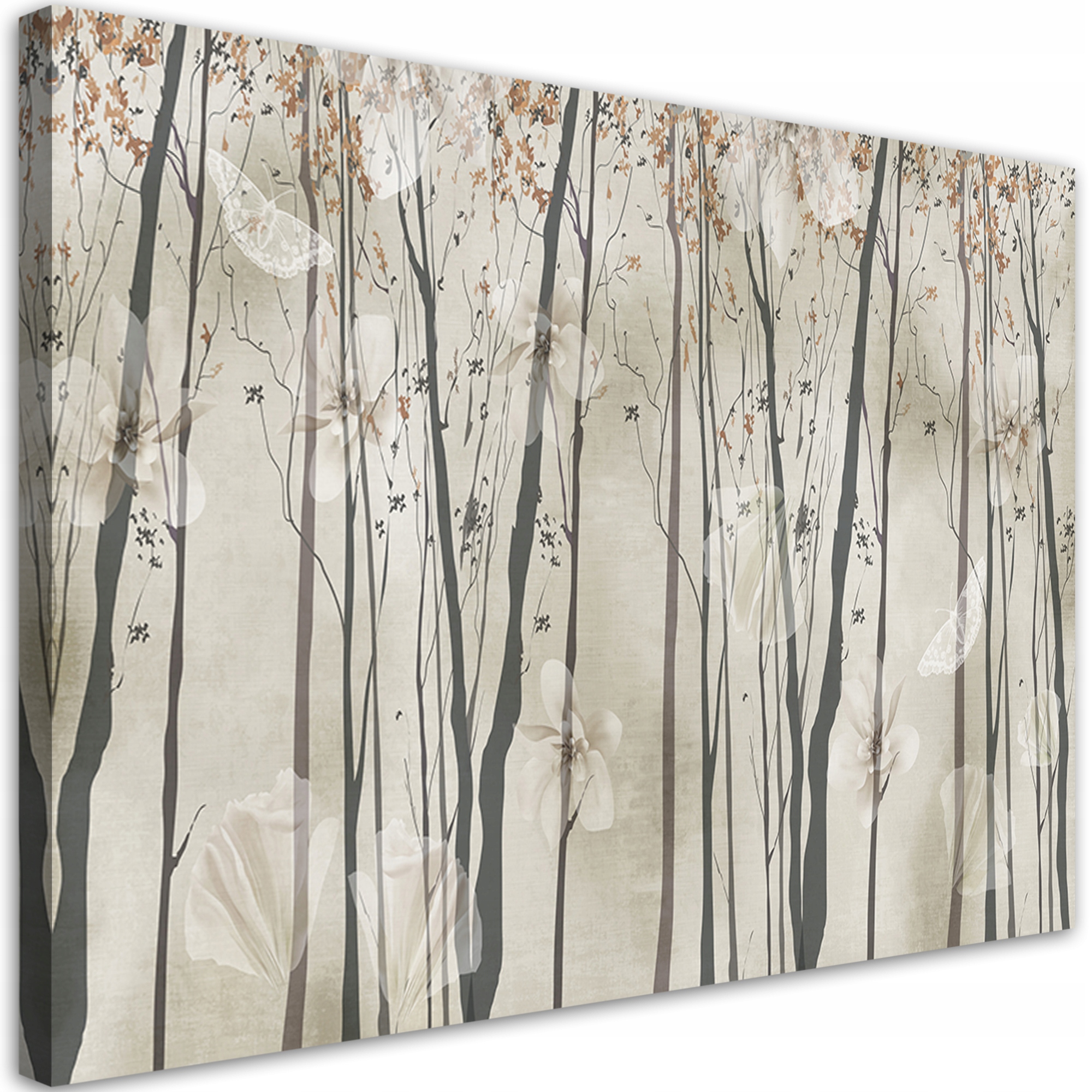 Obraz, Stromy, kvety a motýle 120x80