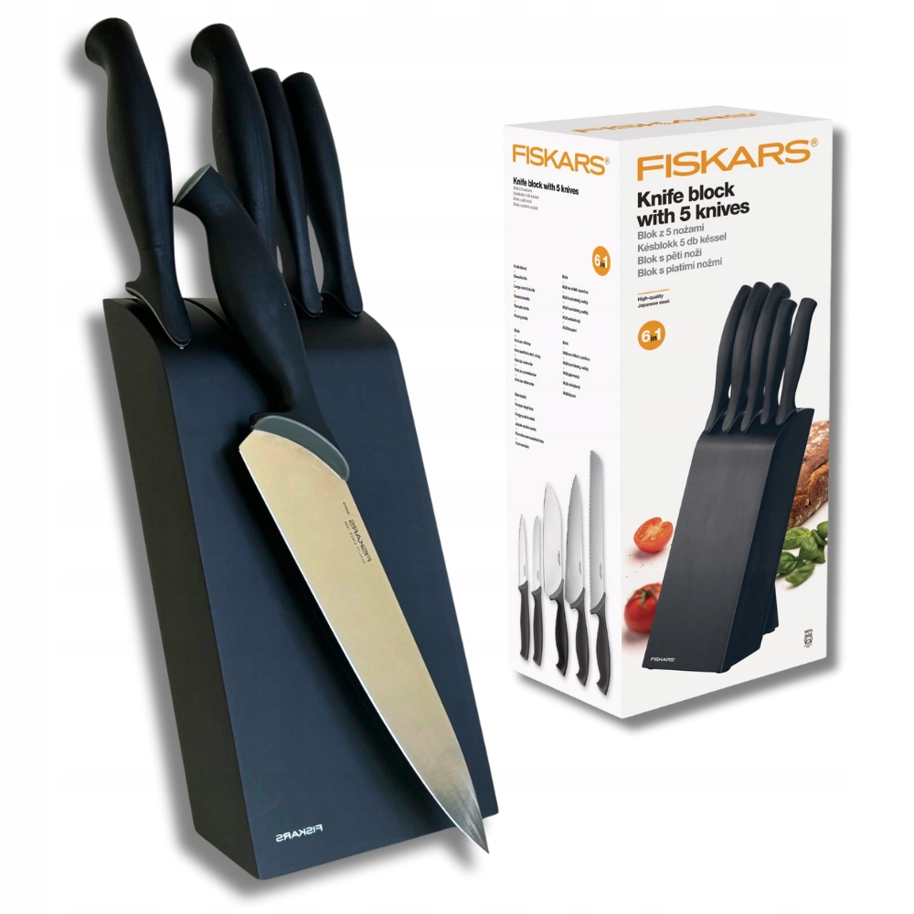 Kuchynské nože Fiskars v bloku Kuchynský nôž šéfkuchára Kompletná sada